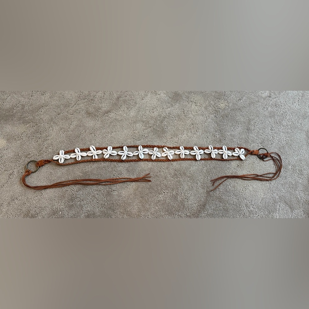 Handmade Cowrie Shell Leather Belt / Boho Festival Belt